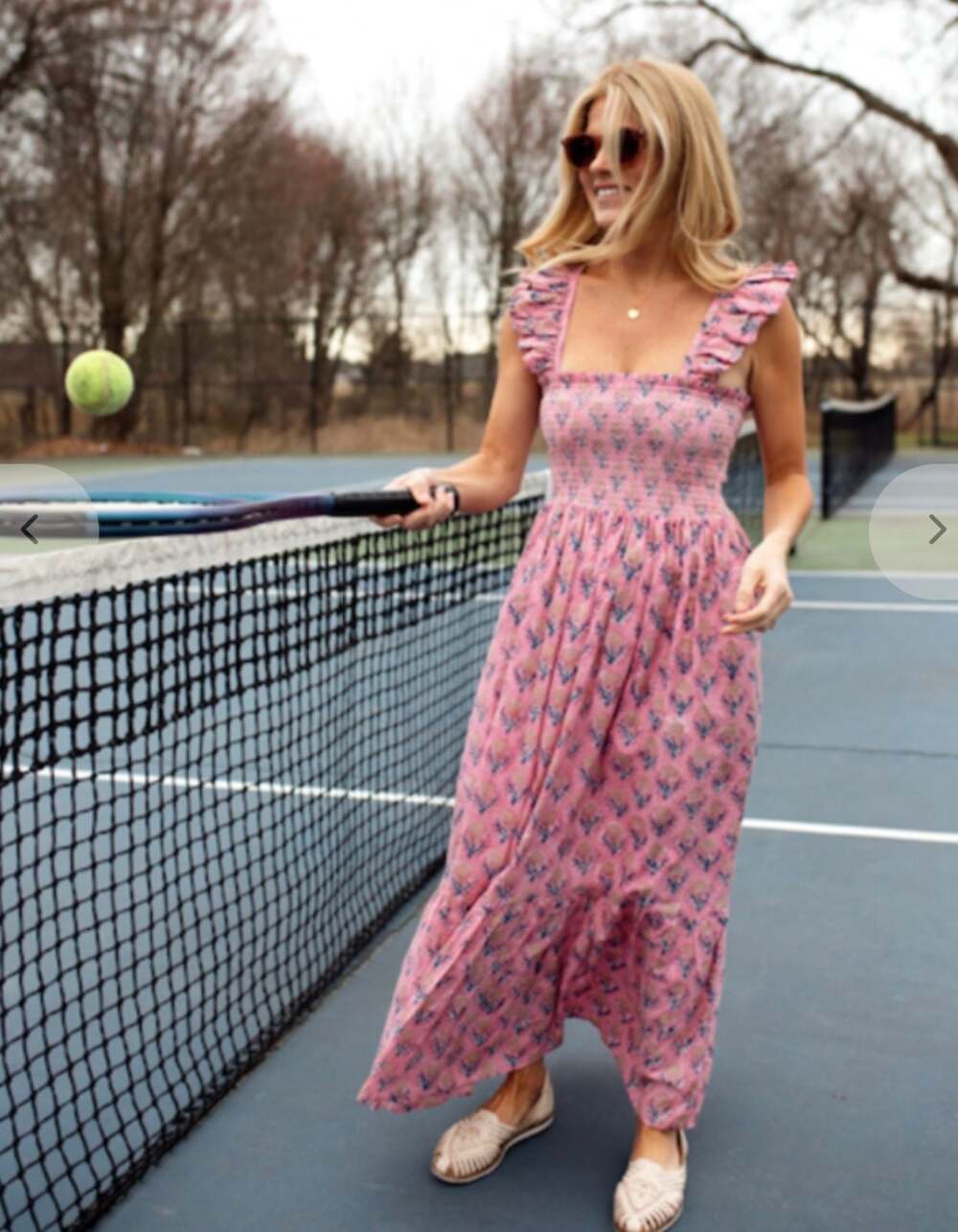 Marea Sasco Pink City Dress Maxi with Ruffle Straps and Pockets XS